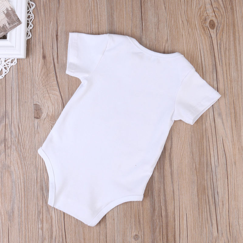 Cute Newborn Summer Baby Girl Bodysuit Letter Cartoon Cotton Short Sleeve Jumpsuit Clothes Outfit Sui - ebowsos