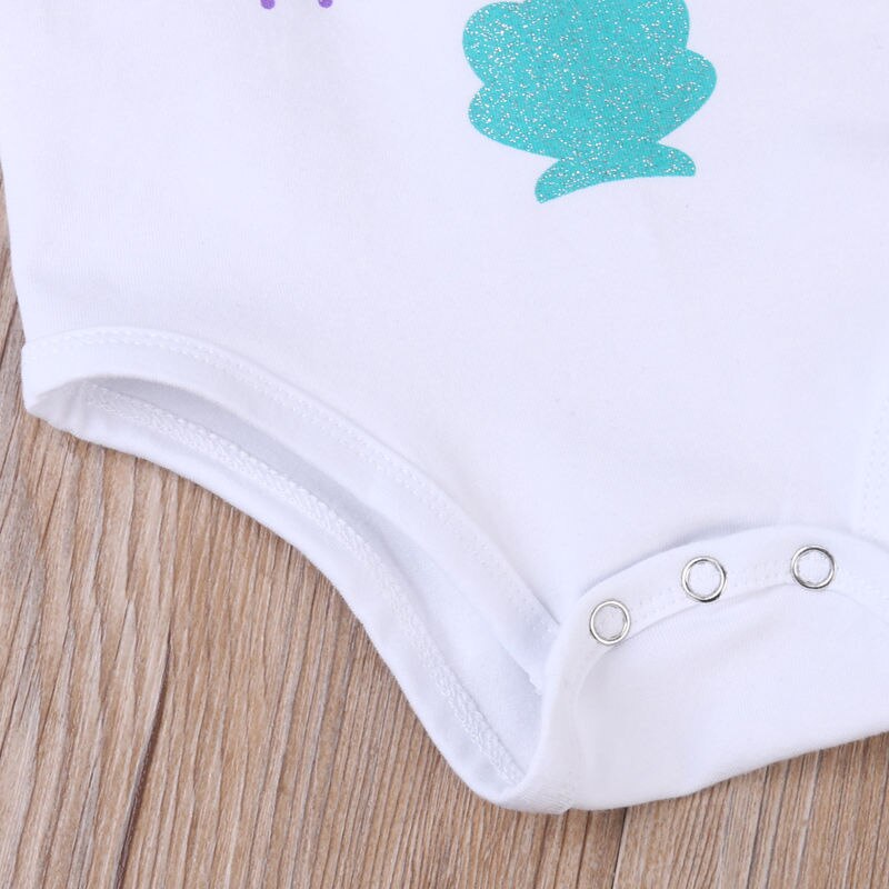 Cute Newborn Summer Baby Girl Bodysuit Letter Cartoon Cotton Short Sleeve Jumpsuit Clothes Outfit Sui - ebowsos