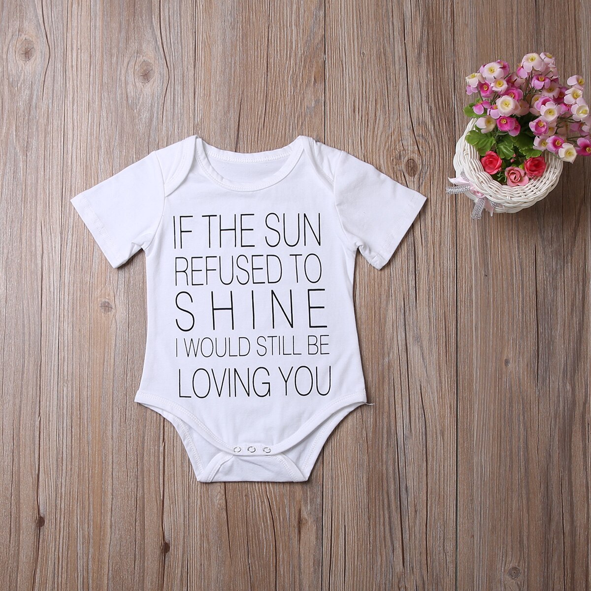 Cute Newborn Toddler Baby Boy Girl Bodysuit Short Sleeves Cotton Clothes - ebowsos