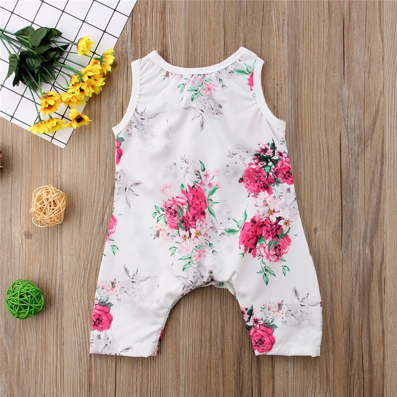 Cute Newborn Toddler Baby Girls Clothes Summer Floral Romper Sleeveless Jumpsuit Outfit Clothes - ebowsos