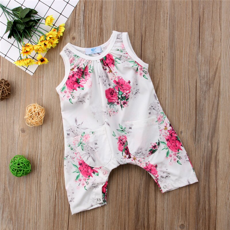 Cute Newborn Toddler Baby Girls Clothes Summer Floral Romper Sleeveless Jumpsuit Outfit Clothes - ebowsos