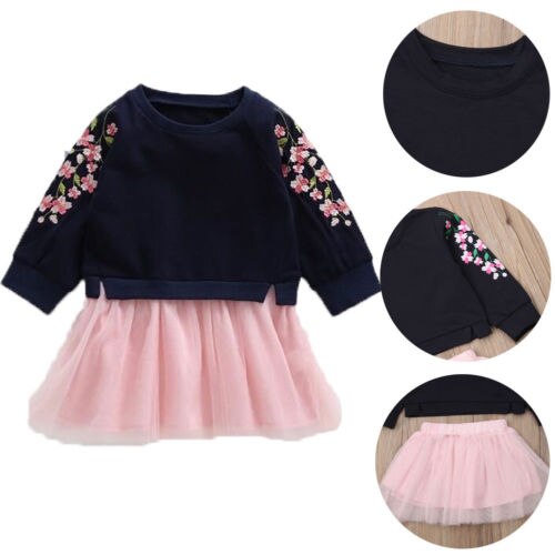 Cute Newborn Toddler Baby Girls Clothes Sweatshirt Tops Shirt+TuTu Tulle Mini Skirts 2Pcs Set - ebowsos