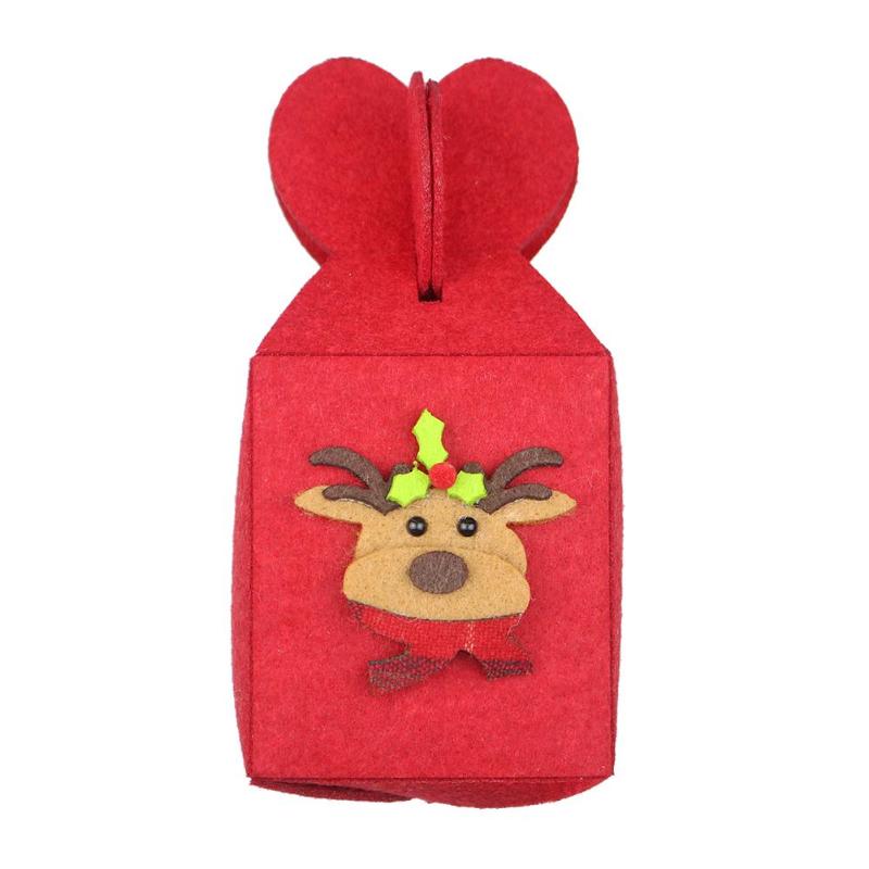 Cute Non-Woven Santa Claus Gift Bag Christmas Folding Apple Box Originality Leather Cloth Snowman Elk Production New Year Decor - ebowsos