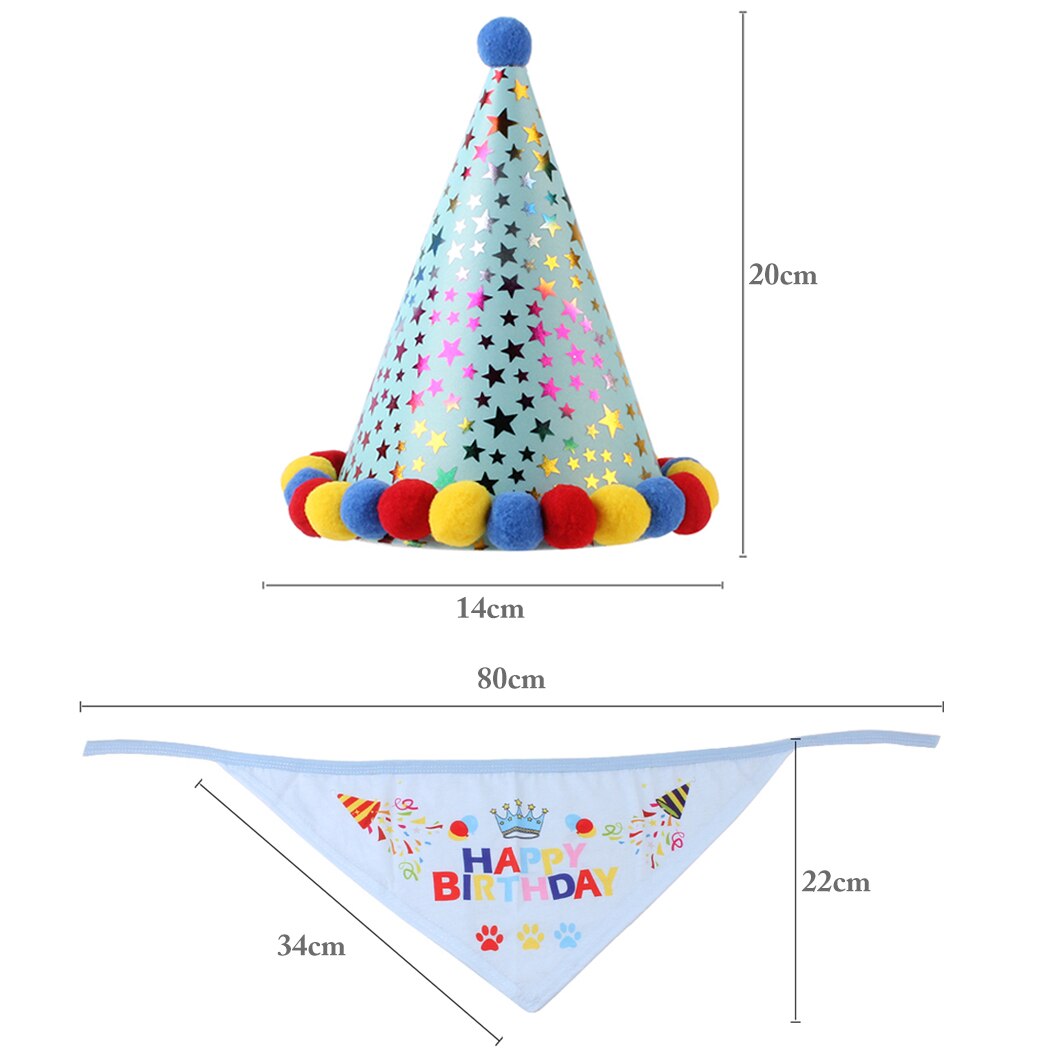 Cute Pet Birthday Party Dress Hat Saliva Towel Set Fashion Adjustable Pet Bandana Cone Hat Costume For Birthday Dropshipping-ebowsos