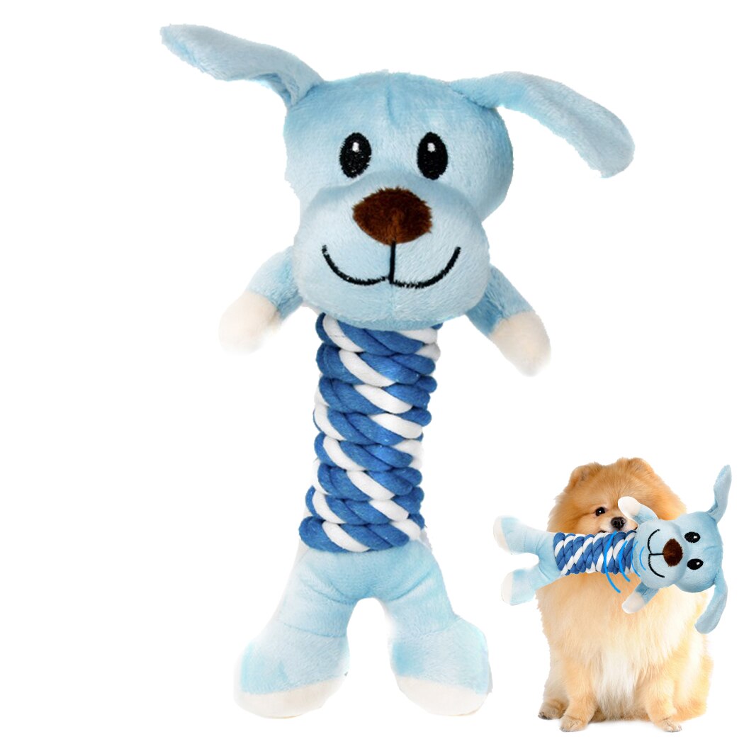 Cute Pet Dog Toys Chew Squeaker Animals Pet Toys Plush Bear With Rope Bite Resistant Plush Dog Chew Toy For Pet Dog-ebowsos