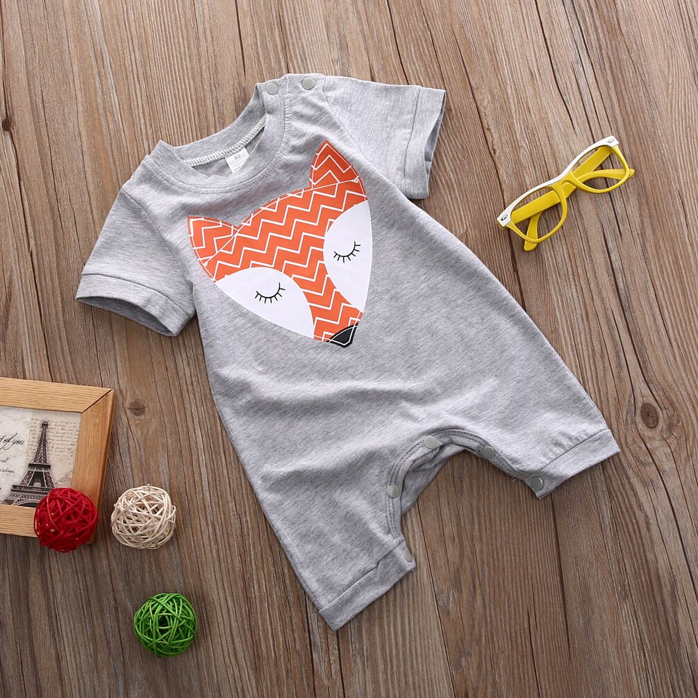 Cute Printed Short Sleeve Newborn Baby Boy Rompers Kids Jumpsuit Harem Short Pants Clothing - ebowsos