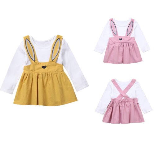 Cute Rabbit Kids Dresses For Girls Spring Infant Baby Girl Party Casual Long Sleeve Cotton Dress Overall Tutu Dresses Winter - ebowsos