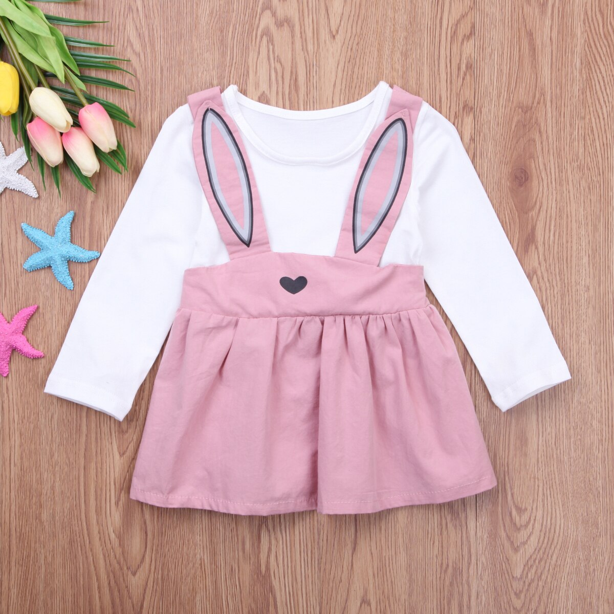 Cute Rabbit Kids Dresses For Girls Spring Infant Baby Girl Party Casual Long Sleeve Cotton Dress Overall Tutu Dresses Winter - ebowsos