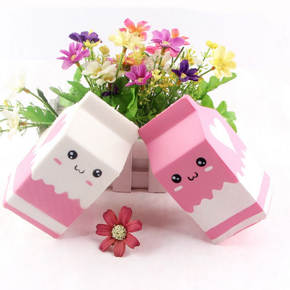 Cute Squeeze Charms Milk Box Bag Soft Toy Slow Rising for Children Adults Relieves Stress Anxiety Cabinet Decor Squeeze Toys-ebowsos