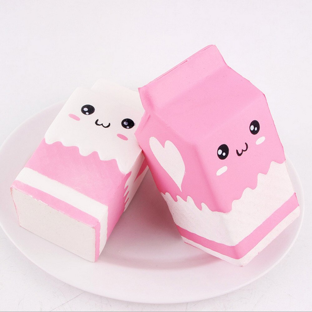 Cute Squeeze Charms Milk Box Bag Soft Toy Slow Rising for Children Adults Relieves Stress Anxiety Cabinet Decor Squeeze Toys-ebowsos