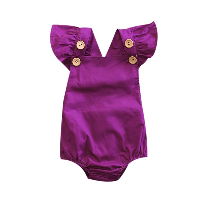 Cute Summer Children Clothing Bodysuit Infant Kid Baby Girl Purple Jumpsuit Bodysuit Infant Clothes Outfits - ebowsos