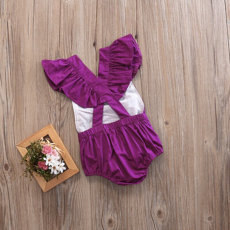 Cute Summer Children Clothing Bodysuit Infant Kid Baby Girl Purple Jumpsuit Bodysuit Infant Clothes Outfits - ebowsos