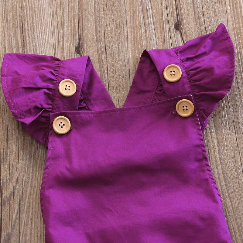 Cute Summer Children Clothing Bodysuit Infant Kid Baby Girl Purple Jumpsuit Bodysuit Infant Clothes Outfits - ebowsos