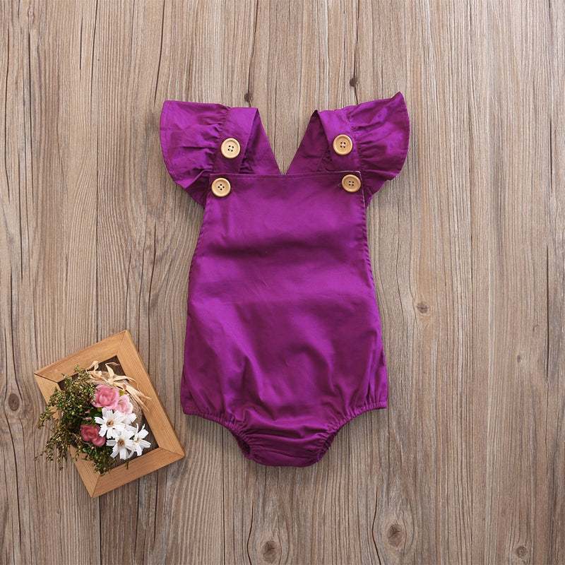 Cute Summer Children Clothing Bodysuit Infant Kid Baby Girl Purple Jumpsuit Bodysuit Infant Clothes Outfits - ebowsos