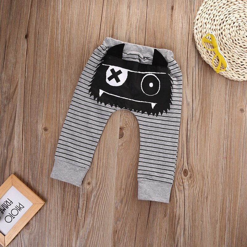 Cute Summer Children Clothing Striped Newborn Baby Boys Girls Bottoms Monster Harem Pants Leggings Trousers - ebowsos