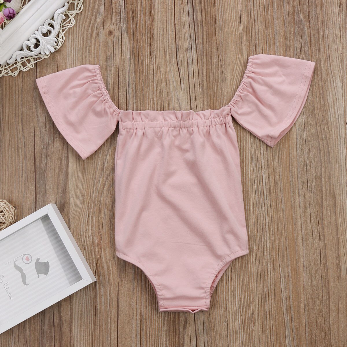 Cute Summer Newborn Toddler Baby Girl Off Shoulder Clothes Short Sleeve Cotton Bodysuit Sunsuit Outfit - ebowsos