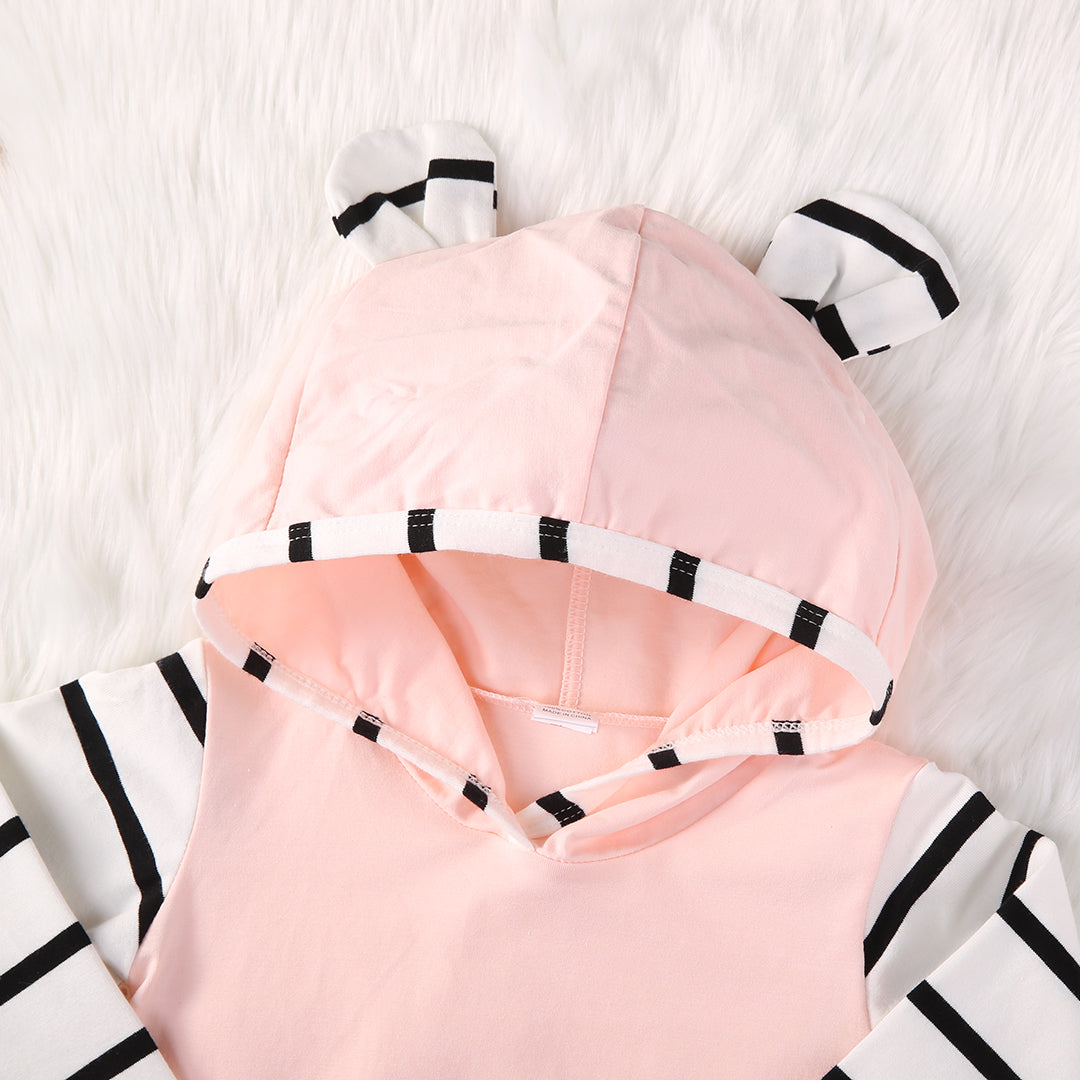 Cute Toddler Baby Girls Hoodie Stripe Long Sleeve Cotton Top+Long Pants Outfits Clothes Set - ebowsos