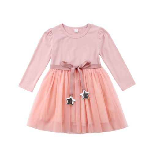 Cute Toddler Infant Baby Girls Long Sleeves Party Dress Tutu Lace Dresses Outfit - ebowsos