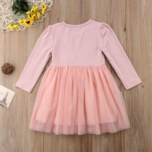 Cute Toddler Infant Baby Girls Long Sleeves Party Dress Tutu Lace Dresses Outfit - ebowsos