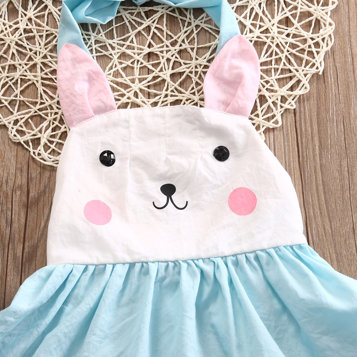 Cute Toddler Kids Girl Dress Summer Sleeveless Bunny Halter Princess Girls Party Dresses Children Girls One Piece - ebowsos