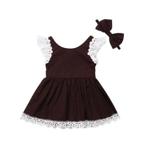 Cute Toddler Kids dresses Baby Girl Lace Sleeve Floral Party Dress Sundress Clothes - ebowsos