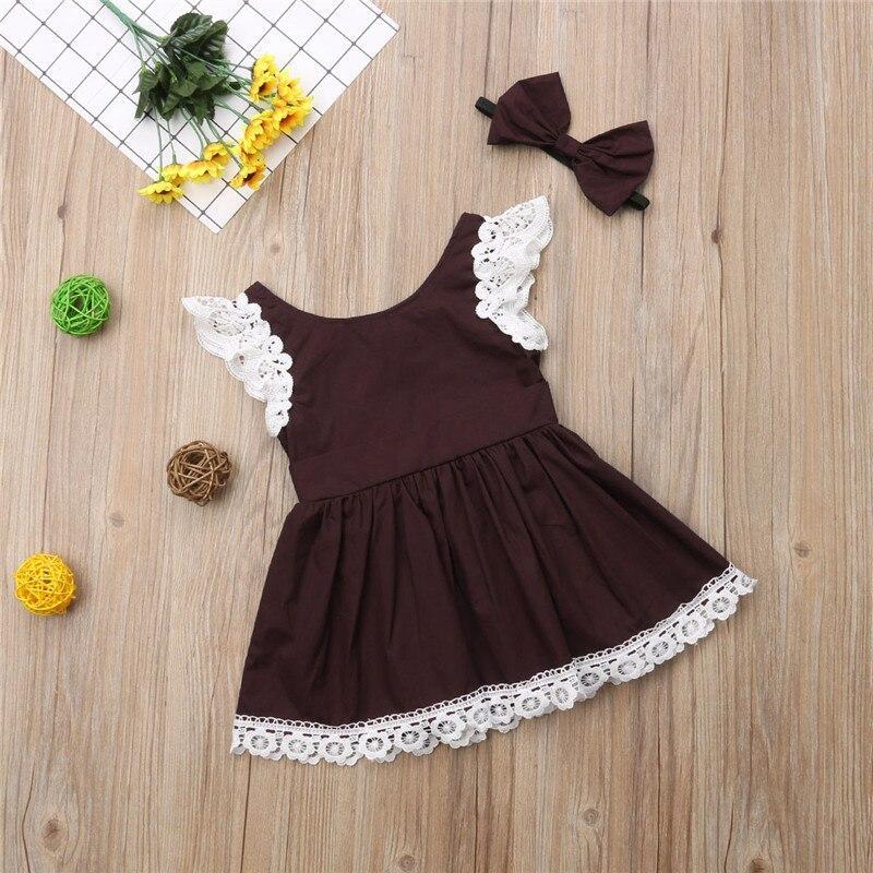 Cute Toddler Kids dresses Baby Girl Lace Sleeve Floral Party Dress Sundress Clothes - ebowsos