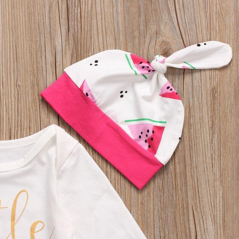 Cute Watermelon Baby Girl Clothes Sets Girls Cotton Tops Romper Pants Hat Outfits Set Clothes 0-18M - ebowsos