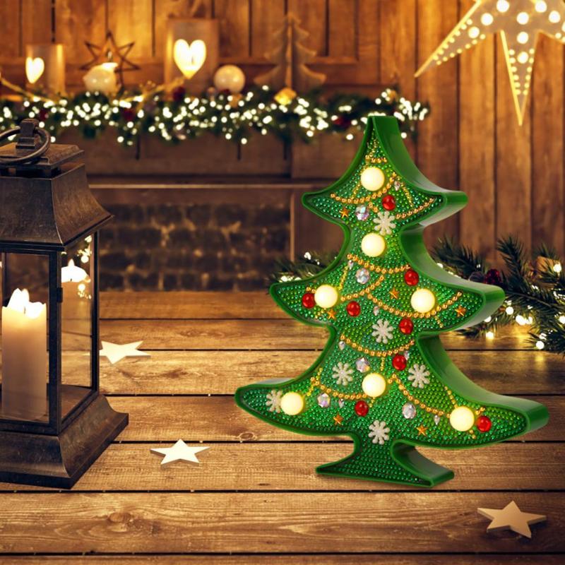 DIY Christmas Light Diamond Painting Christmas Tree Snowman LED Night Light Special Shaped Diamond Holiday Lights Home Decor hot - ebowsos