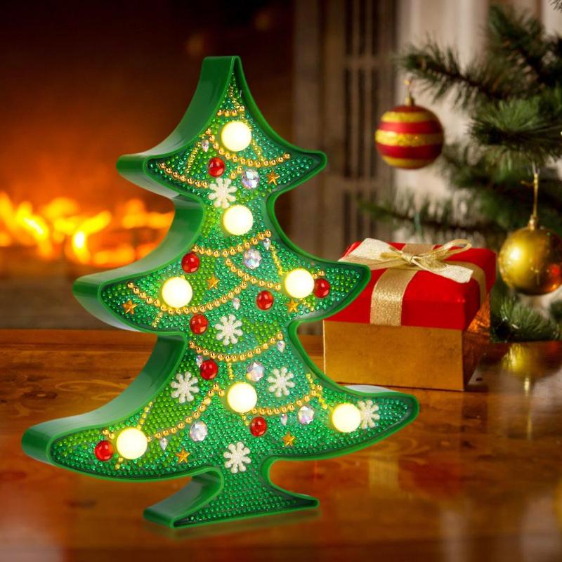 DIY Christmas Light Diamond Painting Christmas Tree Snowman LED Night Light Special Shaped Diamond Holiday Lights Home Decor hot - ebowsos