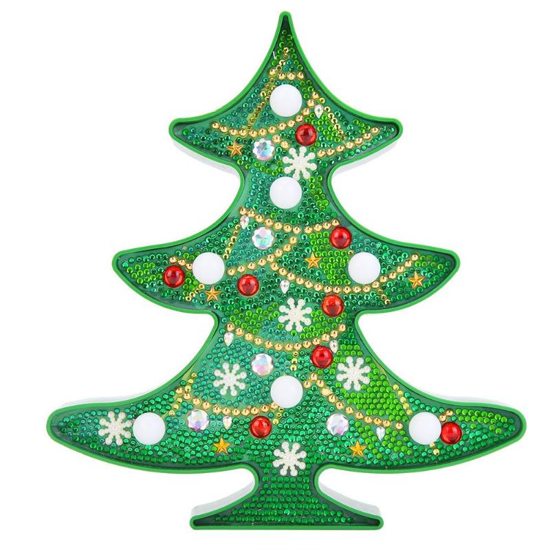 DIY Christmas Light Diamond Painting Christmas Tree Snowman LED Night Light Special Shaped Diamond Holiday Lights Home Decor hot - ebowsos