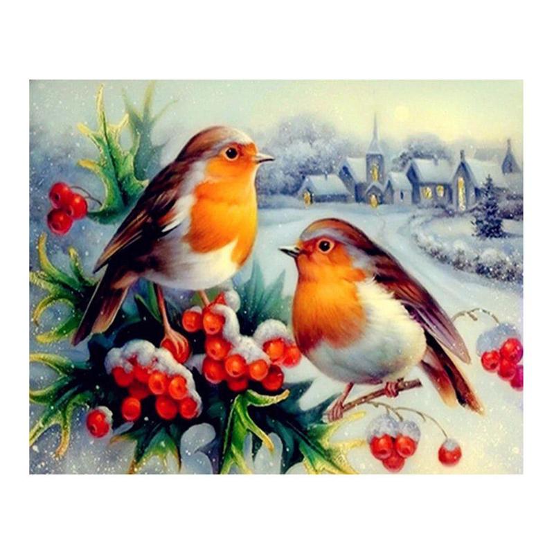 DIY Diamond Embroidery Painting Snow Birds Full Drill Mosaic Cross Stitch - ebowsos