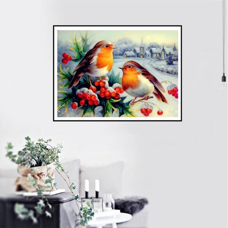 DIY Diamond Embroidery Painting Snow Birds Full Drill Mosaic Cross Stitch - ebowsos