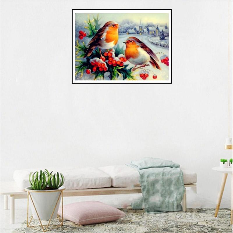 DIY Diamond Embroidery Painting Snow Birds Full Drill Mosaic Cross Stitch - ebowsos