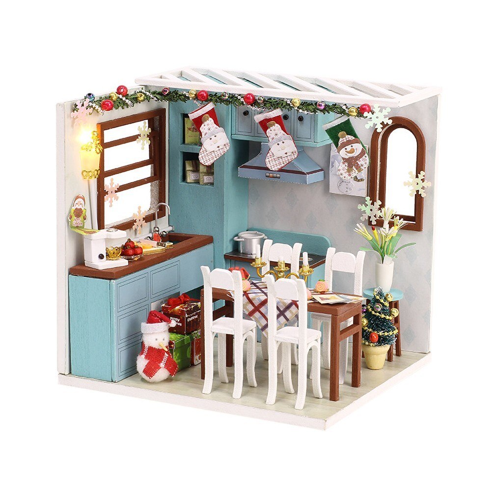 DIY Dollhouse Kit Wooden DIY Miniature Dollhouse Kit Kids Christmas Gift Dollhouse Kit Diy Furniture Tiny Furniture-ebowsos