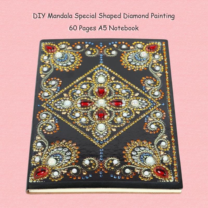 DIY Mandala Special Shaped Diamond Painting 60 Pages A5 Notebook Diary Book - ebowsos