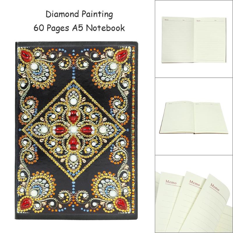 DIY Mandala Special Shaped Diamond Painting 60 Pages A5 Notebook Diary Book - ebowsos