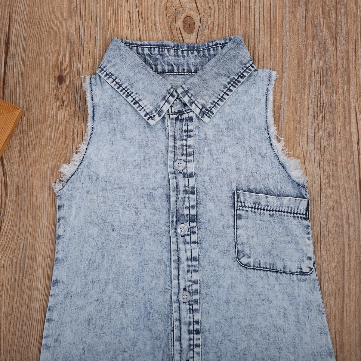 Demin Fashion Kids Boy Girl Infant Vest Romper Casual Baby Jumpsuit Clothes Outfit 0-2T - ebowsos