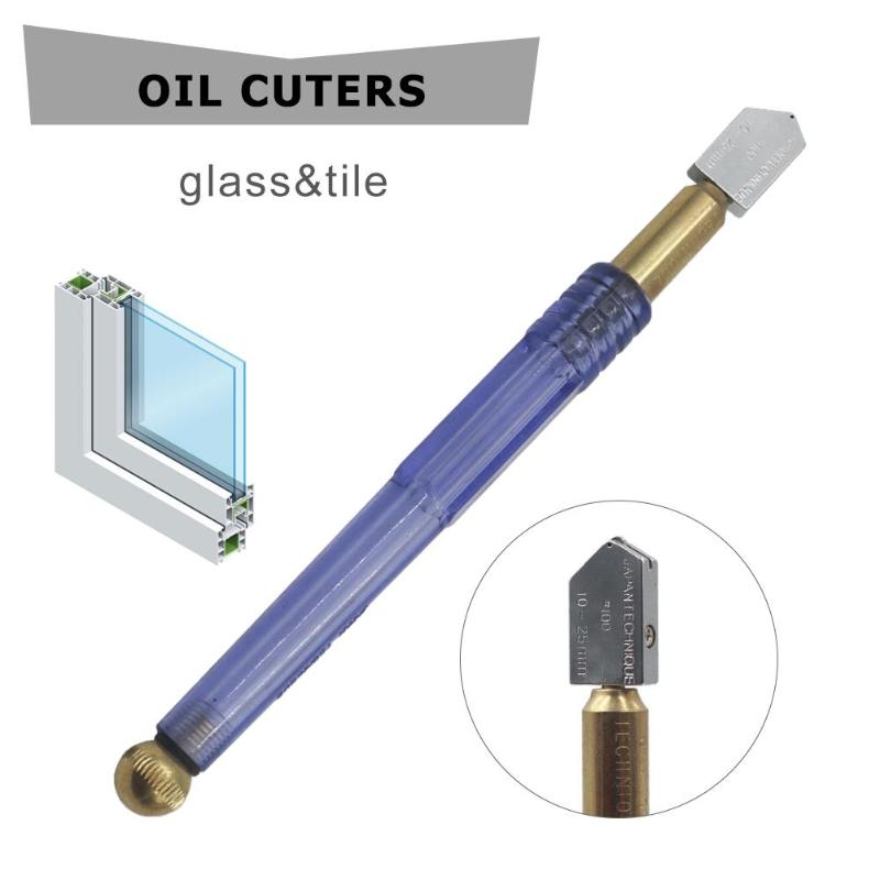 Diamond Non Slip Plastic Handle Steel Cutting Blade Oil Feed Glass Cutter - ebowsos