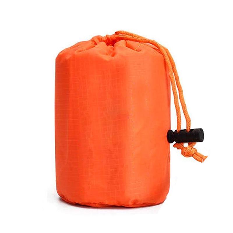 Disposable PE Aluminum Film Survival Rescue Raincoat Orange First Aid Blanket Sleep Bags for Outdoor Adventure Camping-ebowsos