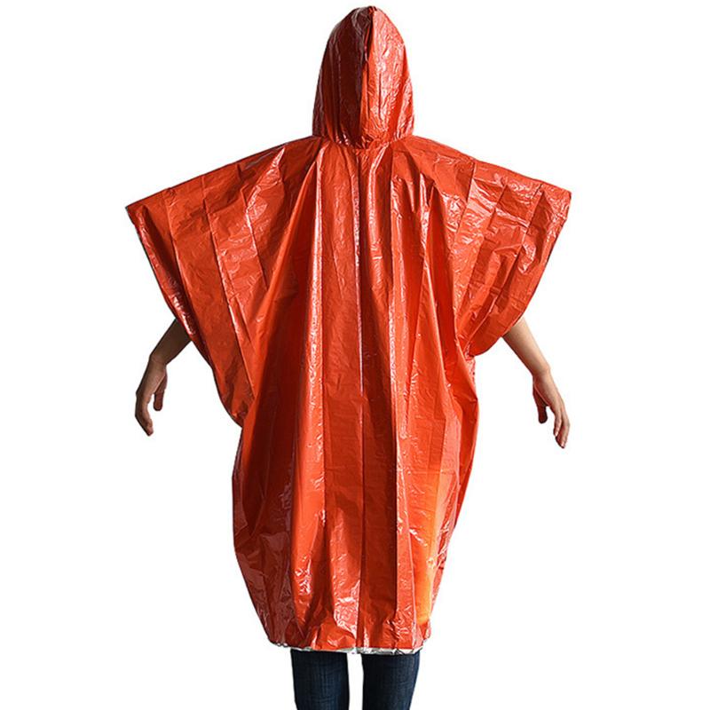 Disposable PE Aluminum Film Survival Rescue Raincoat Orange First Aid Blanket Sleep Bags for Outdoor Adventure Camping-ebowsos