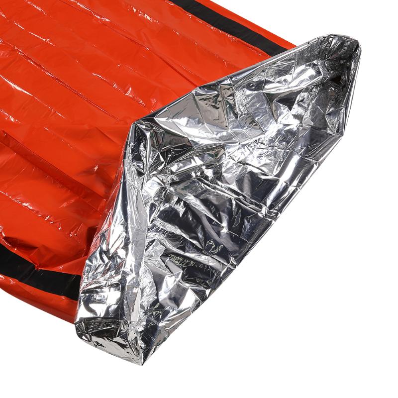 Disposable PE Aluminum Film Survival Rescue Raincoat Orange First Aid Blanket Sleep Bags for Outdoor Adventure Camping-ebowsos