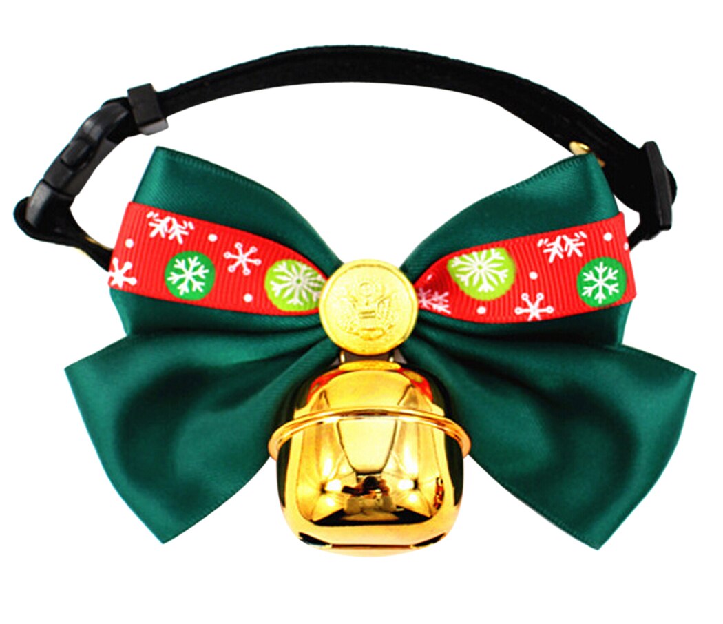 Dog Tie Pet Decoration Supplies Christmas Pet Dog Collar Pet Necklace With Cute Bowknot Copper Bell Gift Box For Cats Dogs-ebowsos