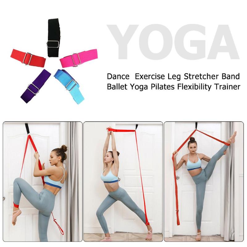 Door Adjustable Sports Yoga Ballet Band Dance Gymnastic Exercise Rope Soft Tension Stretching Strap Leg Stretcher Belt bag-ebowsos