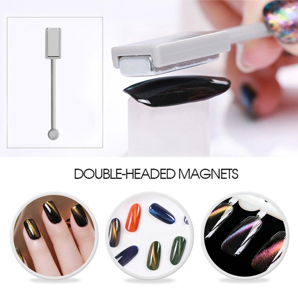 Double Headed Cat Eye Magnet Stick Nail Art Tool for Perfect Cat Eye Effect Use with Magic 3D Magnetic Cat nail care tools - ebowsos