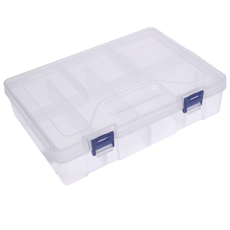 Double Layer 8 Grid Transparent Plastic Storage Box Hardware Tool Box - ebowsos