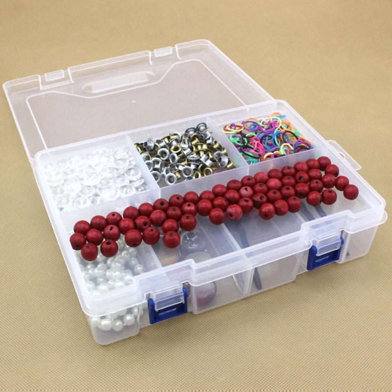 Double Layer 8 Grid Transparent Plastic Storage Box Hardware Tool Box - ebowsos