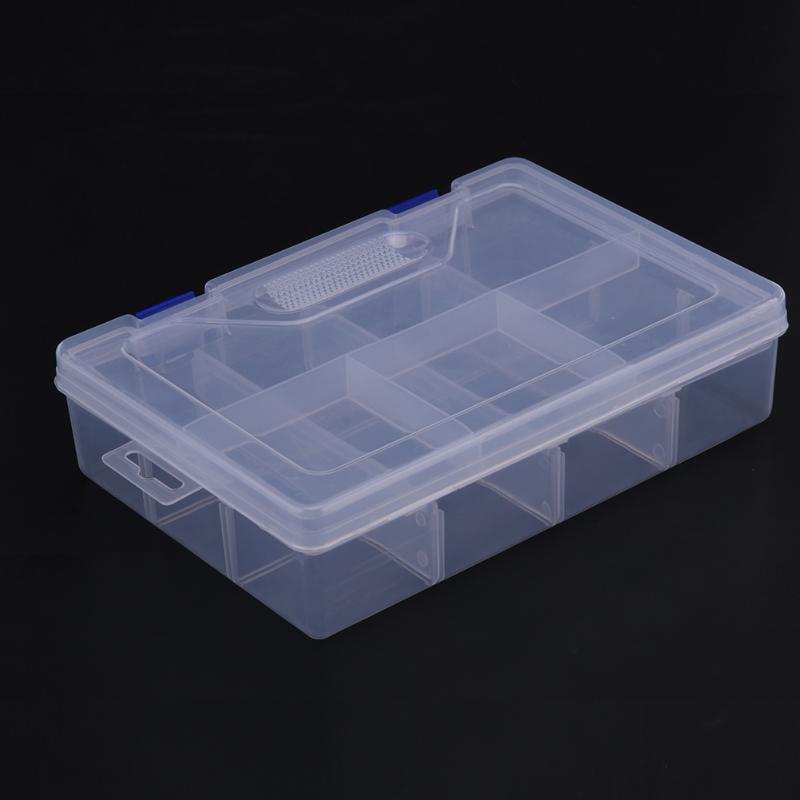 Double Layer 8 Grid Transparent Plastic Storage Box Hardware Tool Box - ebowsos