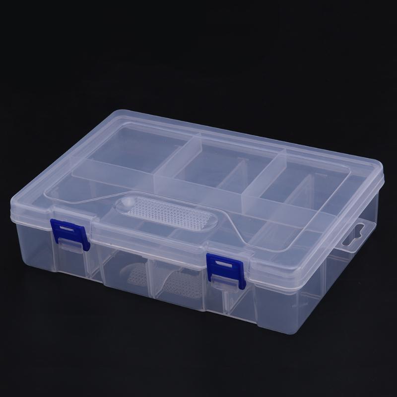 Double Layer 8 Grid Transparent Plastic Storage Box Hardware Tool Box - ebowsos