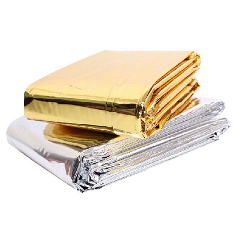 Double Side First Aid Blanket Survival Rescue Reflective Thermal Blanket Aluminum Film Moisture-proof Mat for Outdoor Camping-ebowsos