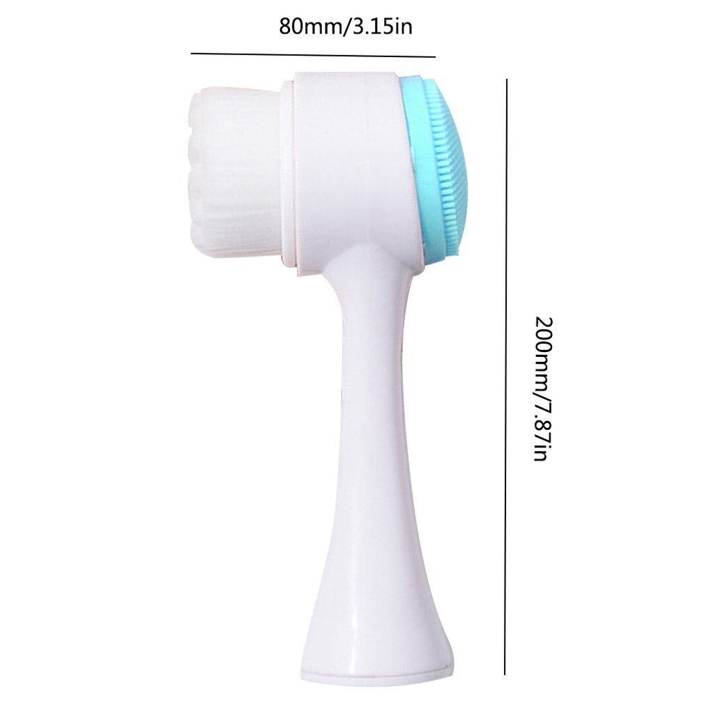 Double Sided Face Cleanser Brush Silicone Face Cleaning Vibration Massage Portable Size Face Wash Product Skin Care Tool - ebowsos